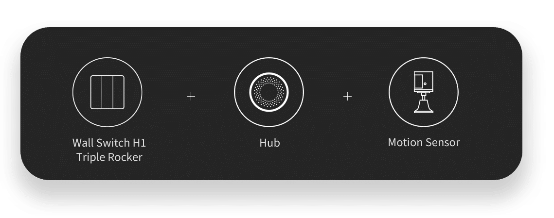 wall switch h1 triple rocker + hub + motion sensor
