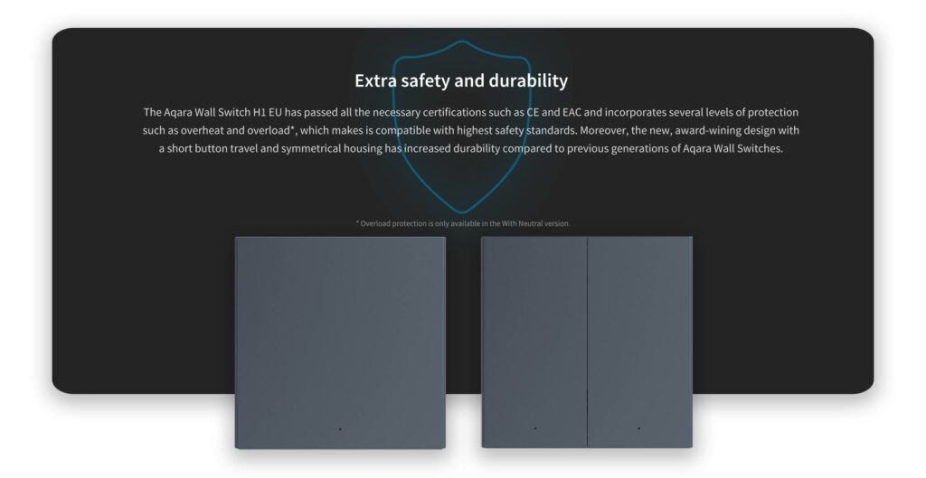 Smart Wall Switch H1 EU(No Neutral） Grey Aqara