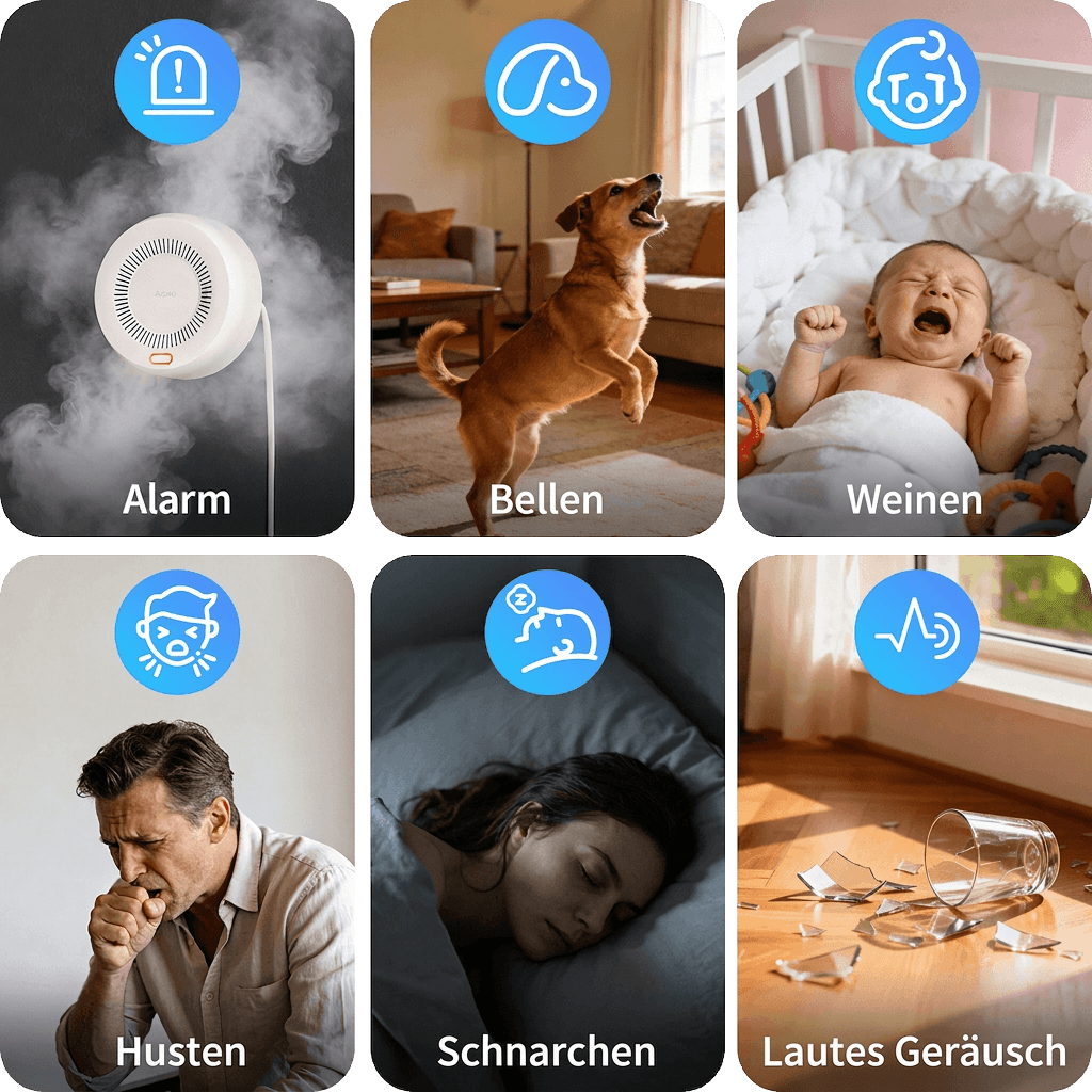 Unerschütterliche Wachsamkeit mit 6 Schallerkennungen