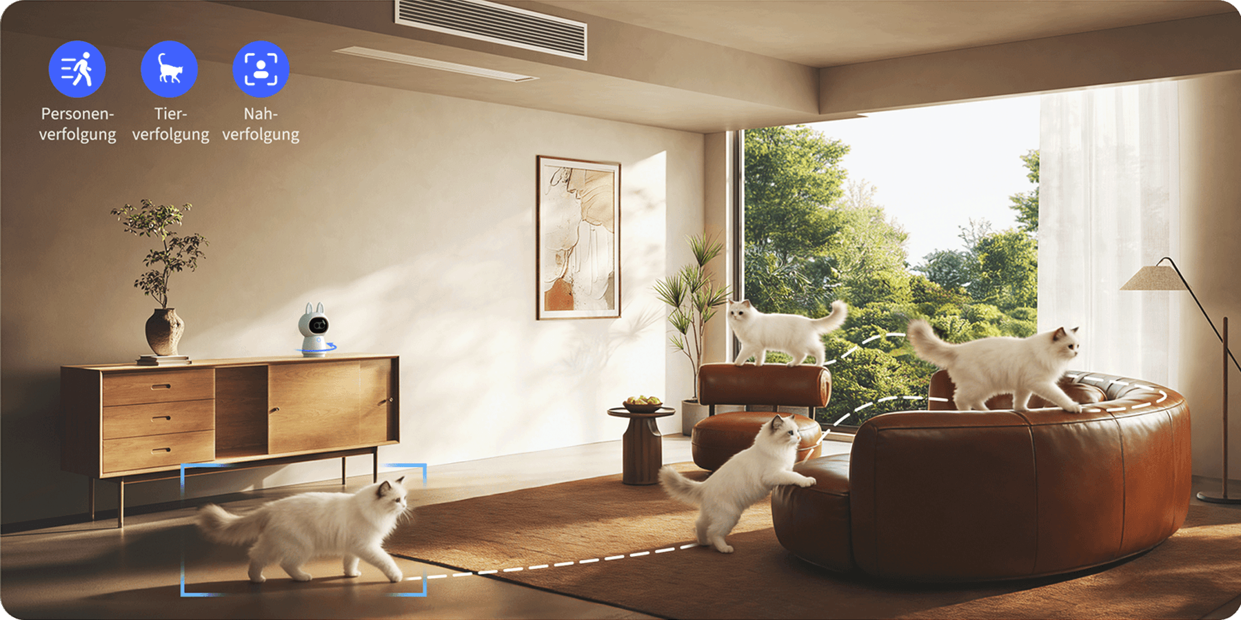 Verfolgt Menschen, Haustiere und Details