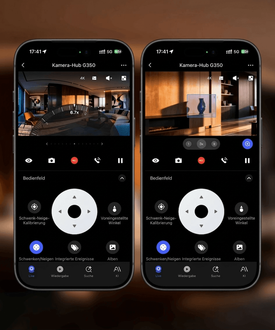 Zoom via Wählscheibe oder ausgewählten Bereich